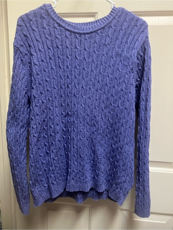 Karen Scott Sweaters - Karen Scott Cable Knit Scoopneck Sweater - Lavender Blue